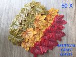 50 X ARTIFICIAL CRAFT LEAVES AUTUMN COLOURS - ART & CRAFT 7CM MAPLE LEAF 