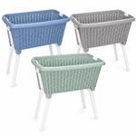 Large Rattan Effect Laundry Basket Folding Legs Clothes Washing Hamper Storage