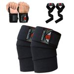 Knee Wraps Weight Lifting Body Building Gym Training Support Leg Wrist Straps BL