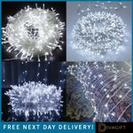 COLD WHITE FAIRY STRING LIGHTS 100-500 LED PLUG IN INDOOR OUTDOOR CHRISTMAS TREE