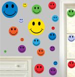 Colourful Happy Faces Pack of 22 Wall Art Vinyl Stickers Fun Childrens Bedroom
