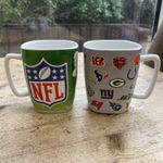 NFL Coffee Tea Mugs x 2 All Team Logos & Green NFL Logo Mug American Football