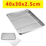 Stainless Steel Baking Tray with BBQ Rack Roaster Ovens Cooling Rack BBQ Pan