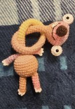 Hand Crochet Long neck Ice Age Sid Amigurumi Bag Charm Gift Toy Multicoloured