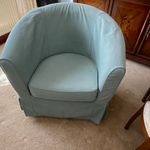 Green Linen Upholstered Tub Armchair 85cm W Modern White Frame Solid
