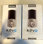 2 Kwikset Kevo Convert Keyless Smart Door Lock, Bluetooth, Satin Silver/Black