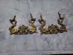 ​2 Antique Victorian Brass Rococo Bail Pulls Bacchic Mascaron Furniture Handles