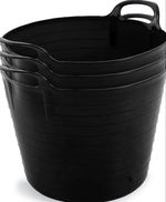 3 x 42L black Large Flexi Tub Home Garden Flexible Storage Colour Bucket Basket 