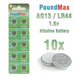 10 X SUPER AG13 LR44 SR44 L1154 A76 1.5V PoundMax ALKALINE BUTTON BATTERIES