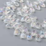 Teardrop Faceted Beads Crystal Glass 13mm x 6mm Clear AB Coat Dangle 1 Strand