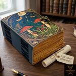 Handmade Mushroom Leather Journal Deckle Edge Pages Grimoire Blank Spell Book