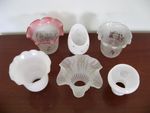 Glass lamp shade. Frilly, bell, cowl, White frosted Choose your own  Vintage