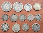 United States Mainly 19th century silver coin lot - HOLED USA 5, 10 & 25 cents