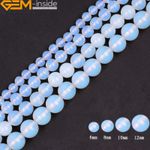 6mm 8mm 10mm White Opalite Gemstone Round Loose Spacer Jewelry Making Beads 15"