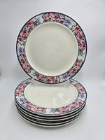Tienshan Tapestry Dinner Plates X6 27.2cm Floral Stoneware Very Good Condition