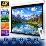 Electric Projector Screen 60"–200" 16:9 / 4:3 Motorised Remote HD Home Cinema