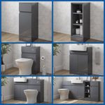 Bathroom Vanity Toilet Storage Combination Unit Semi Recessed Basin Grey Gloss