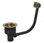 Top-Fix Brushed Brass Kitchen Sink Strainer Waste With Overflow