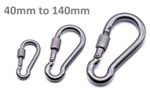 A4 Stainless steel carabiner snap spring hook lock nut 40mm - 140mm marine grade
