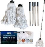 Cotton Floor Mop with 2 Reusable Heads 120cm Steel Handle for Floor Cleaning