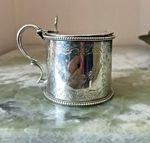 Antique Victorian1864 Elegantly Engraved Silver Mustard Pot By George Fox London
