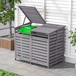 DOUBLE SHED OUTDOOR LOCKABLE WHEELIE BIN STORAGE WOODEN DUSTBIN RUBBISH SCREEN