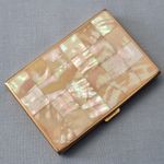 STUNNING VINTAGE BRASS AND MOTHER OF PEARL AGME POWDER COMPACT
