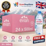 24 x 500ml Evian Natural Mineral Still Water Bottles Refreshing Multipack UK