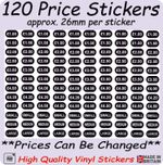 Price Stickers - 120 Vinyl Stickers - Self Adhesive Sticky Labels - ANY PRICES