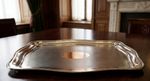Antique Elkington Savoy Hotel London Silver Plated Tray Scalloped Engine Turned
