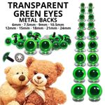 Transparent N Green Crystal Eyes - METAL BACKS - Teddy Bear Doll Animal Safety