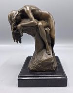 Bronze Woman Statue Lying Sculpture On Stone Female Art Deco Marble Lady Home Gi