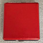 Red Leather Plain Pocket/Portable Cigarette Case Metal Frame & Elastic Straps