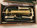 Antique Brass Stomach Pump / Enema Syringe S. Maw & Son in Lined Mahogany Case