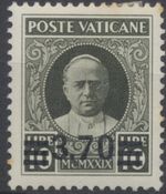 Vatican City Stamps: 1934 Pope Pius XI 3l.70 on 10l black. Mint SG40  CV £650