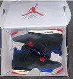 Nike Air Jordan 4 Men's Basketball Shoes Black/Grey Blue/Red Size 9 UK