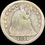 1841 Seated Liberty Half Dime AG Details