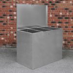 Galvanised Feed Bins Large Storage 64L 3 Compartments Metal Waterproof Outdoor