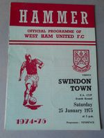 West Ham Swindon Town FA Cup 4th Rd January 1975 Mint Condition