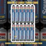 12 x SOUDAL  LARGE 750ml GUN GRADE EXPANDING FOAM