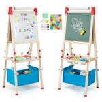 3-in-1 Kids Double-sided Art Easel Toddler Adjustable Wooden Magnetic Easel