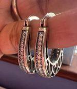 Silver Earrings 925 Silver Retro Style Hoop Earrings
