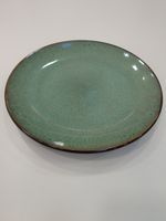 PACK OF 8 Artisanal Ceramic Premium 27 cm DINNER PLATE Sea Green Glaze Dark Rim