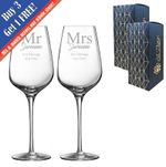 Personalised Engraved Mr and Mrs Sublym Wine Glasses, 15.8oz/450ml, Classic Font