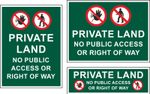PRIVATE LAND NO PUBLIC ACCESS OR RIGHT OF WAY METAL PLASTIC SIGN STICKER