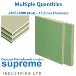 Moisture Resistant Plasterboard 2400x1200 12.5mm Thick - Various Quantities