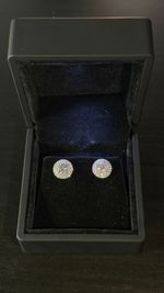 VVS1 Moissanite Double Halo Round stud Earrings 10mm 18K White-Gold Plated S925