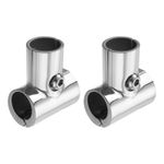 2 Pcs 3-Way Boat Handrail Fitting, 7/8" Tee Pipe Connector 316 Stainless Steel
