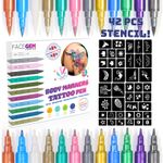 12 Metallic Temporary Tattoo Markers for Skin – Create Temporary Tattoo A2TATPEN