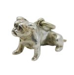Edwardian Cast Sterling Silver Bulldog Fob Pendant Antique 1910 London